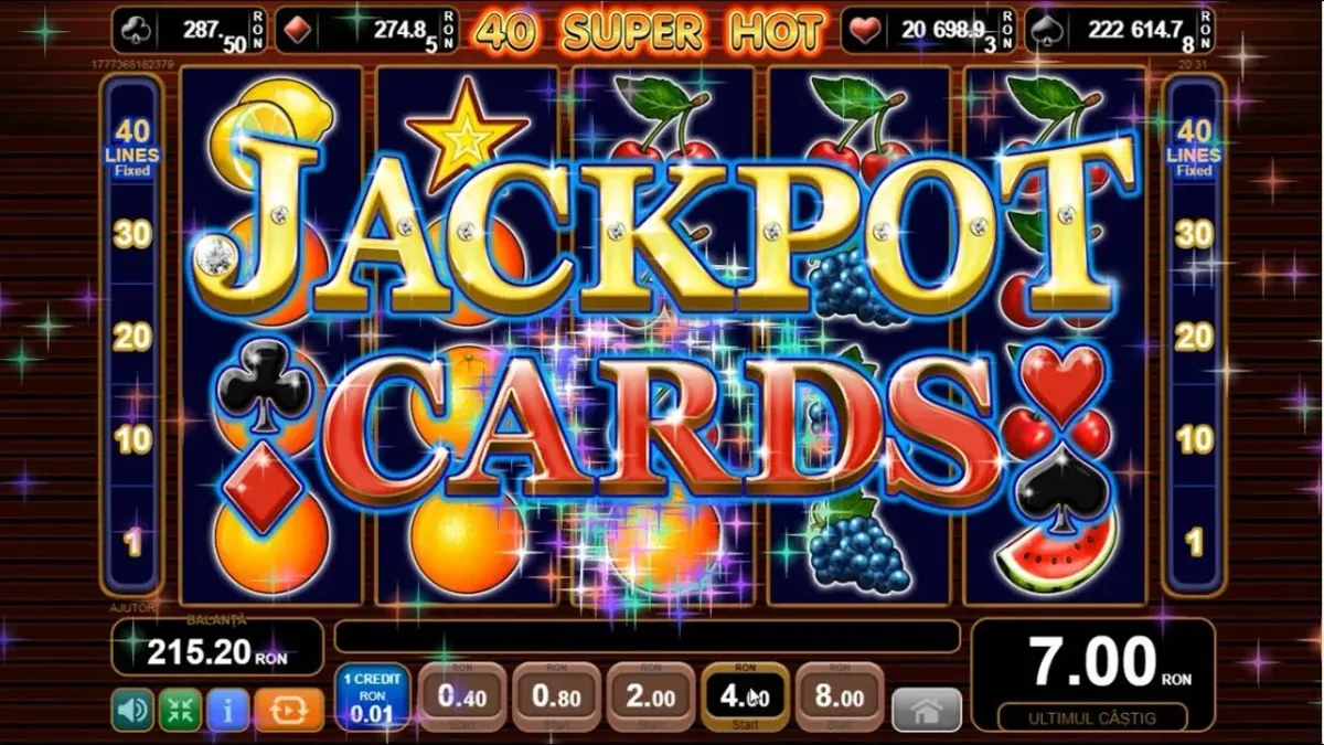 40 Super Hot 40 Super Hot Jackpot Cards Spielautomat mit Früchten und Kartensymbolen